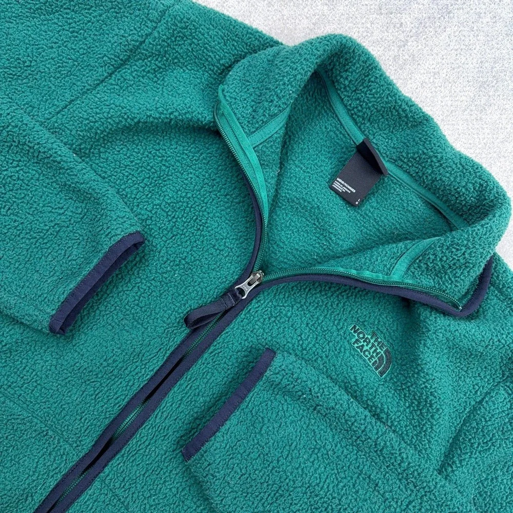 The North Face Jacket Men Large Green Blue Fleece Full Zip Hiking Outdoor Adult